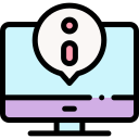 Icon representing a computer or technology, with a monitor and keyboard.