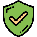 Icon symbolizing security, with a shield and check mark.