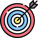 Icon representing compliance goals, with a target and check mark.
