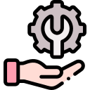 Icon for technical support, featuring a headset.